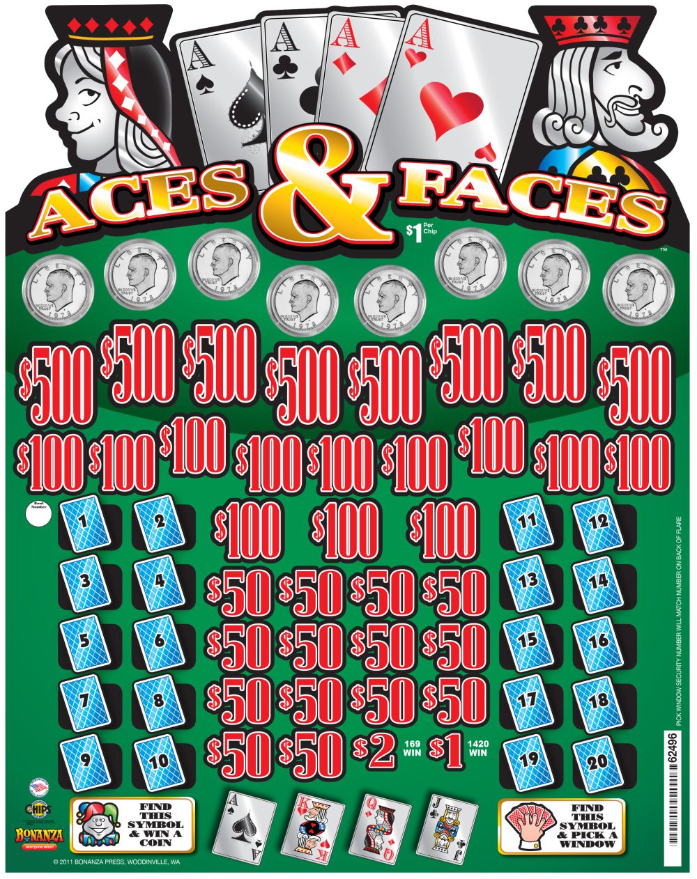 BP62496 CB KIT - ACES & FACES ($1.00) COINBOARD COMBO