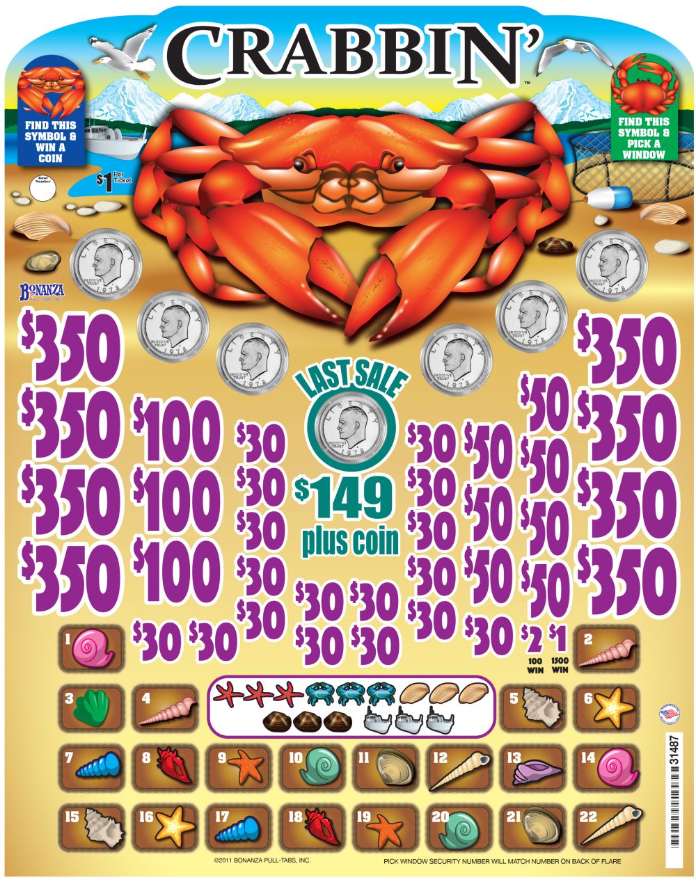 BP31487 CB KIT - CRABBIN' ($1.00) COINBOARD COMBO