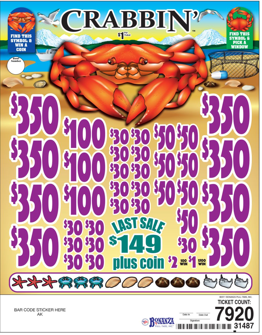 BP31487 CB KIT - CRABBIN' ($1.00) COINBOARD COMBO - Image 2
