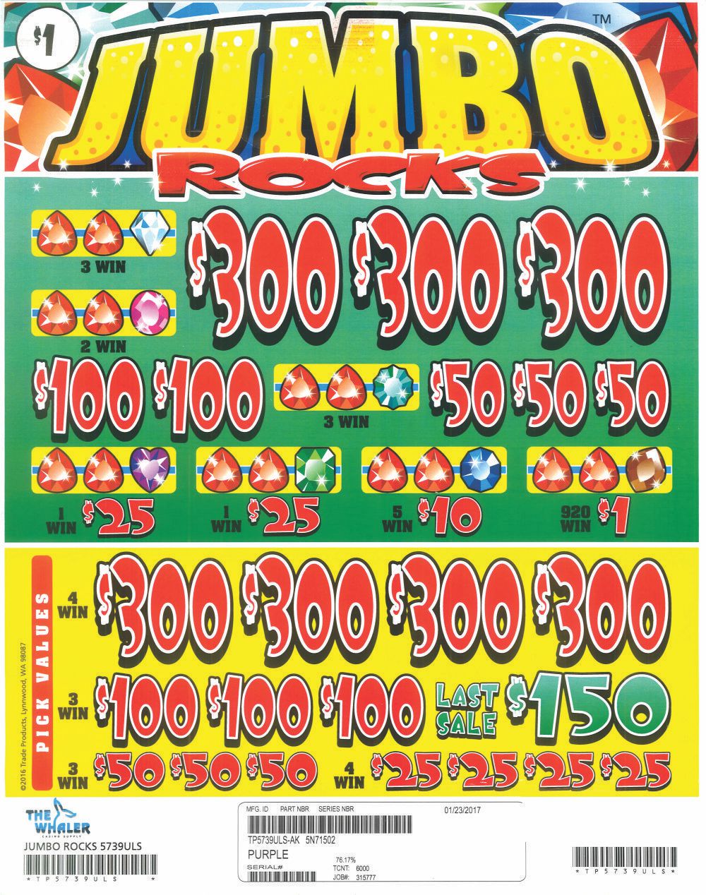 TP5739ULS - JUMBO ROCKS ($1.00) BIG PIC PULLBOARD - Image 2
