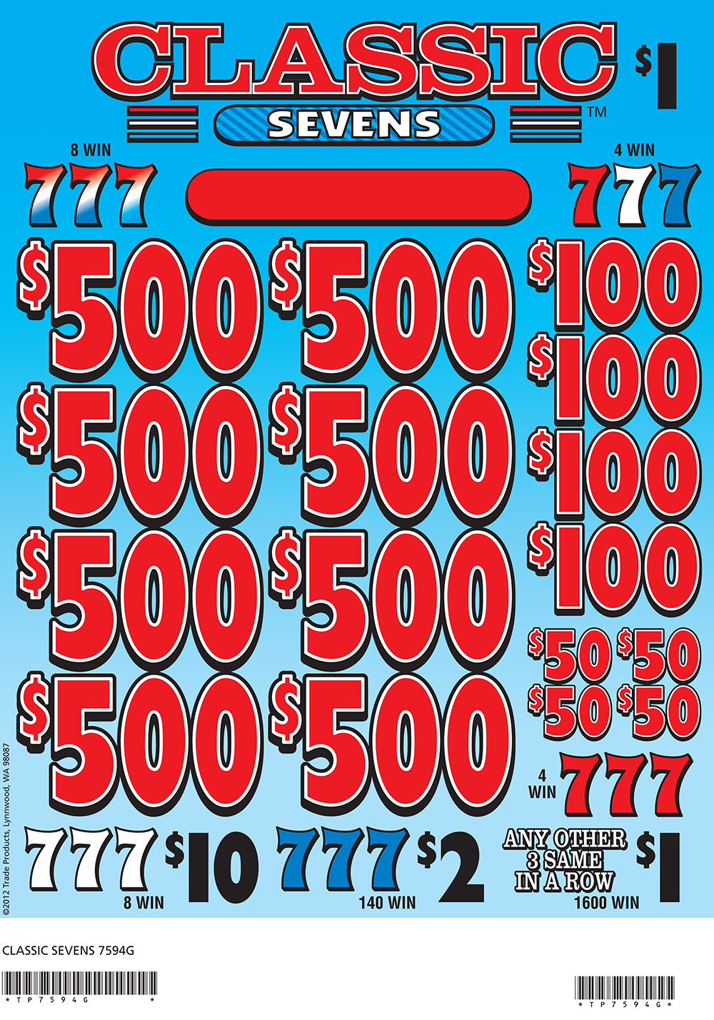 TP7594G - CLASSIC SEVENS ($1.00)