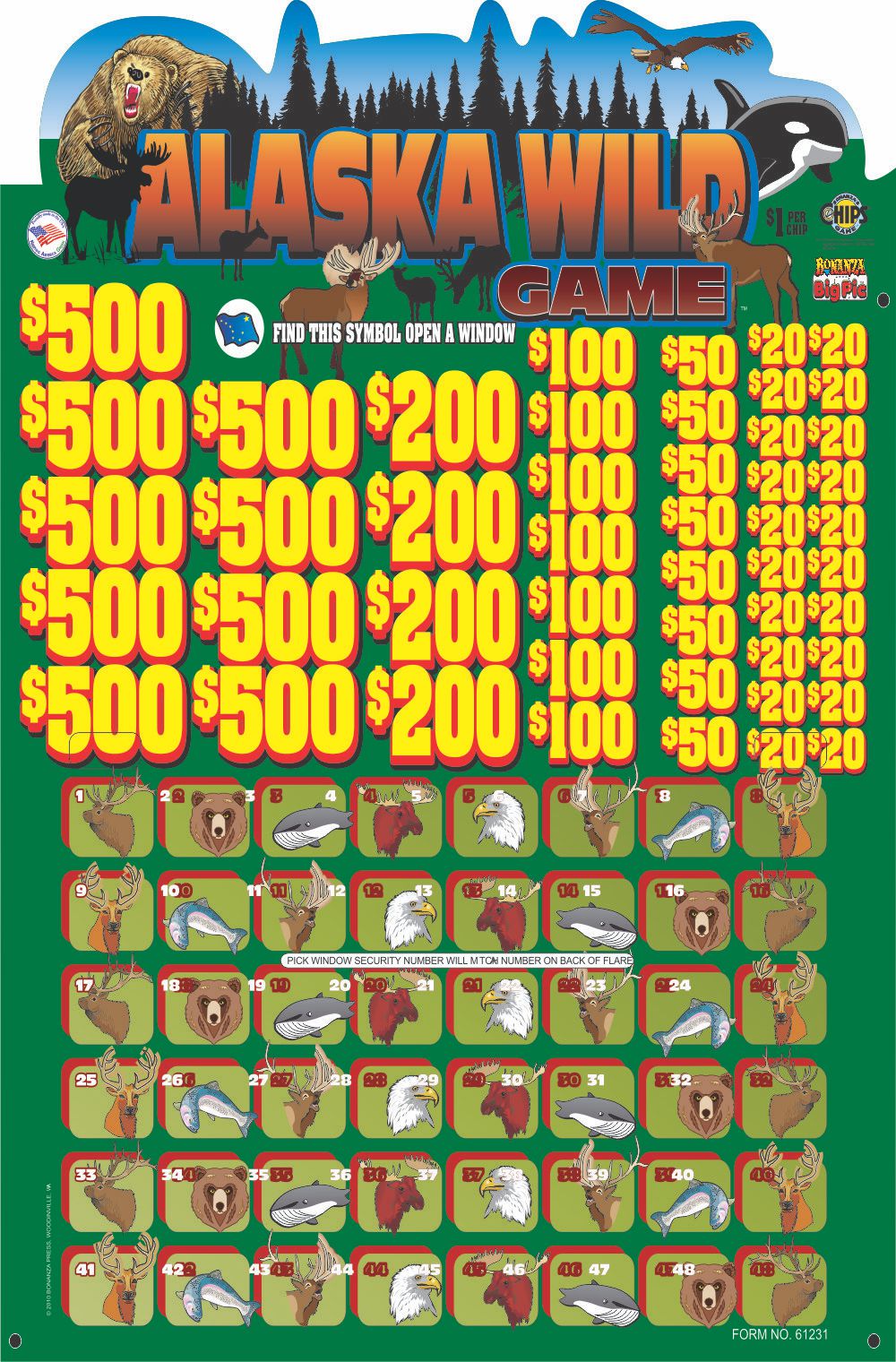 BP61231 - ALASKA WILD GAME ($1.00) BIG PIC PULLBOARD