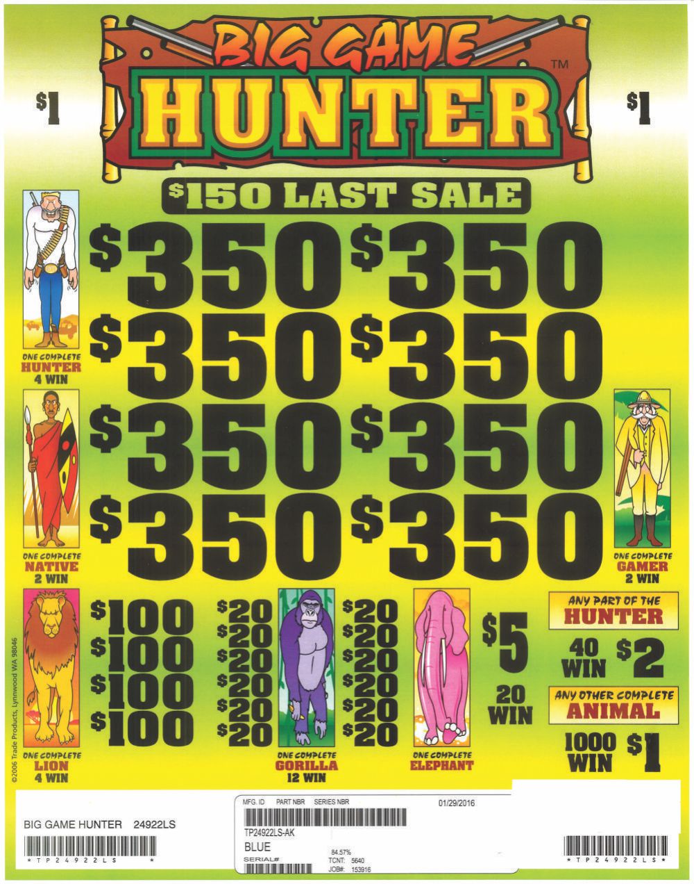 TP24922LS - BIG GAME HUNTER ($1.00) LAST SALE