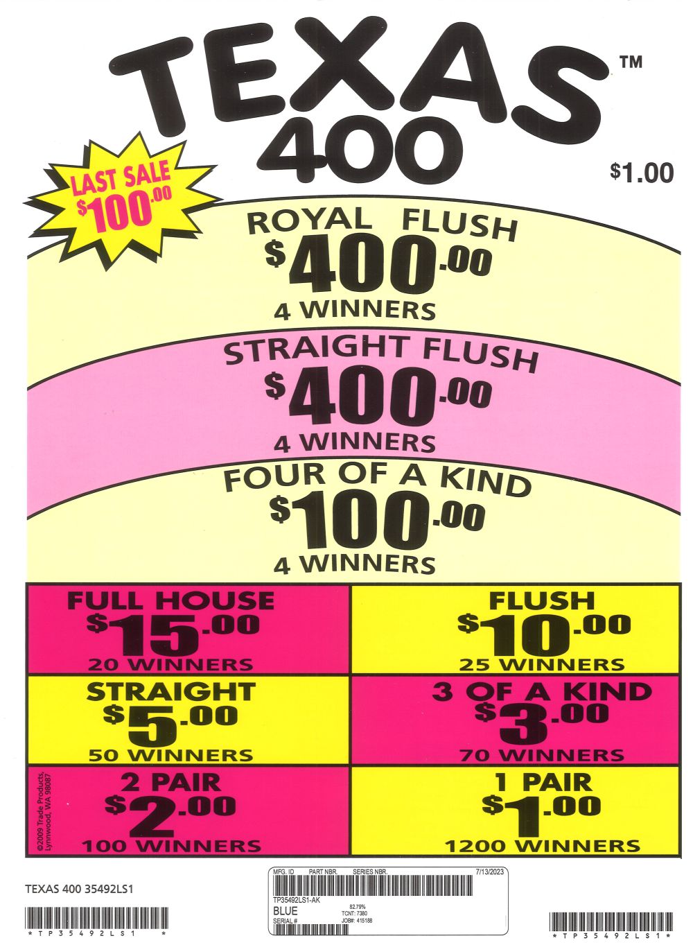 TP35492LS1 - TEXAS 400 ($1.00) LAST SALE