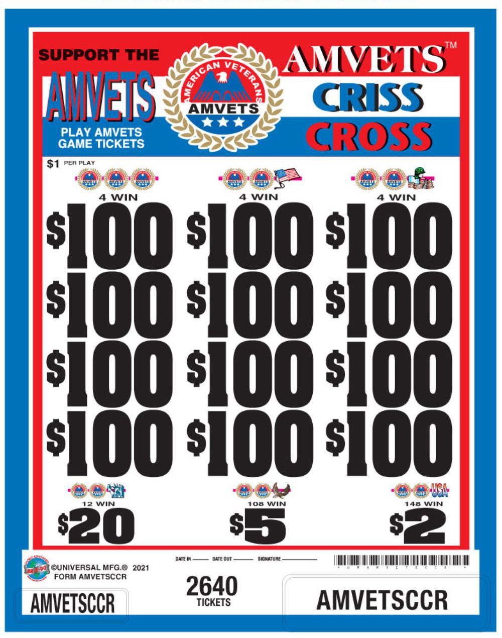 UMAMVETSCCR - AMVETS CRISS CROSS ($1.00)
