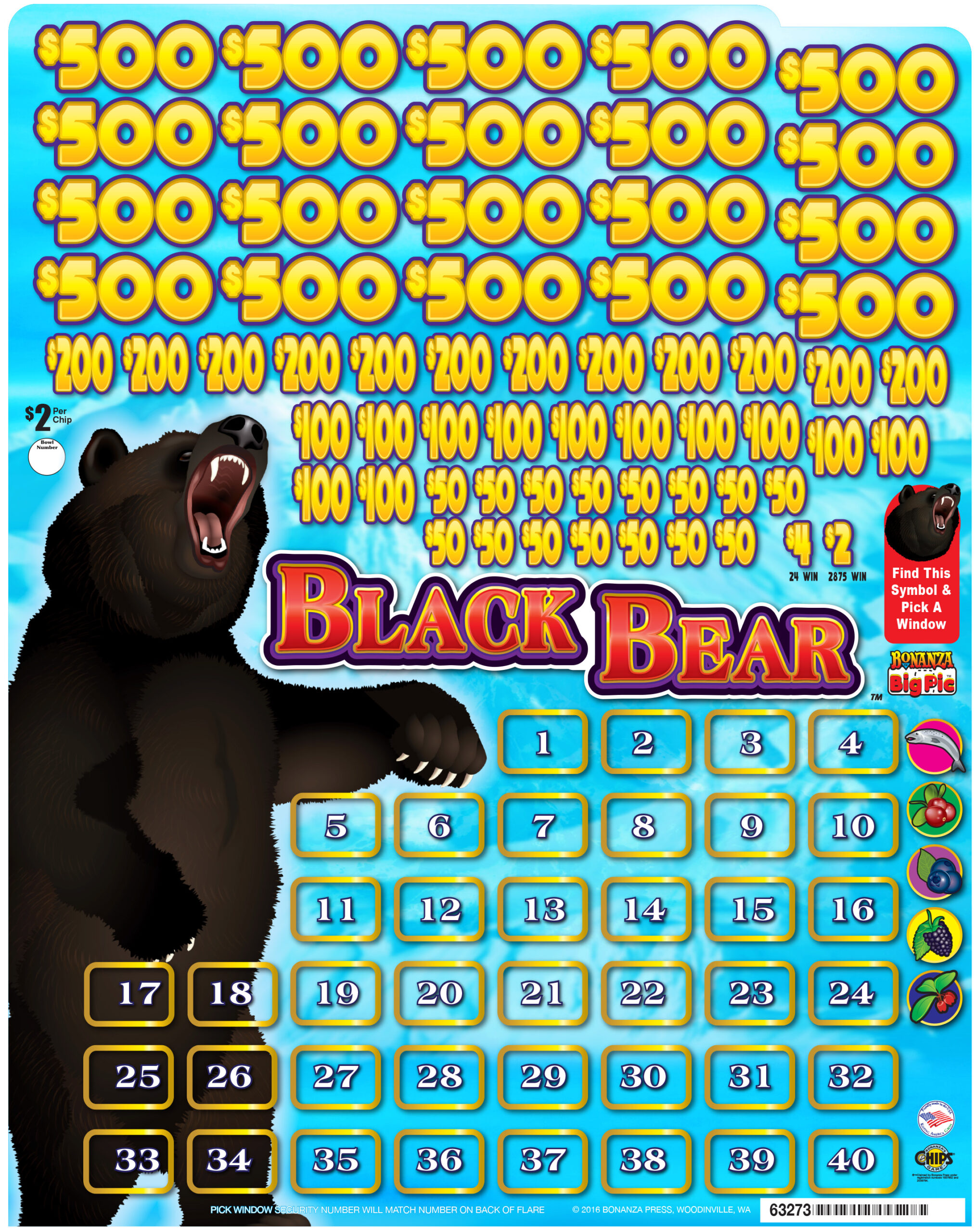 BP63273 - BLACK BEAR ($2.00) BIG PIC PULLBOARD