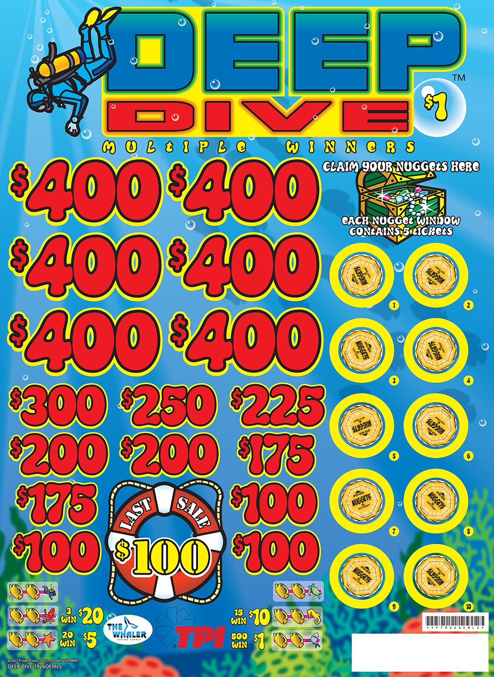 TP7926QEMLS - DEEP DIVE ($1.00) EMBEDDED PULLBOARD