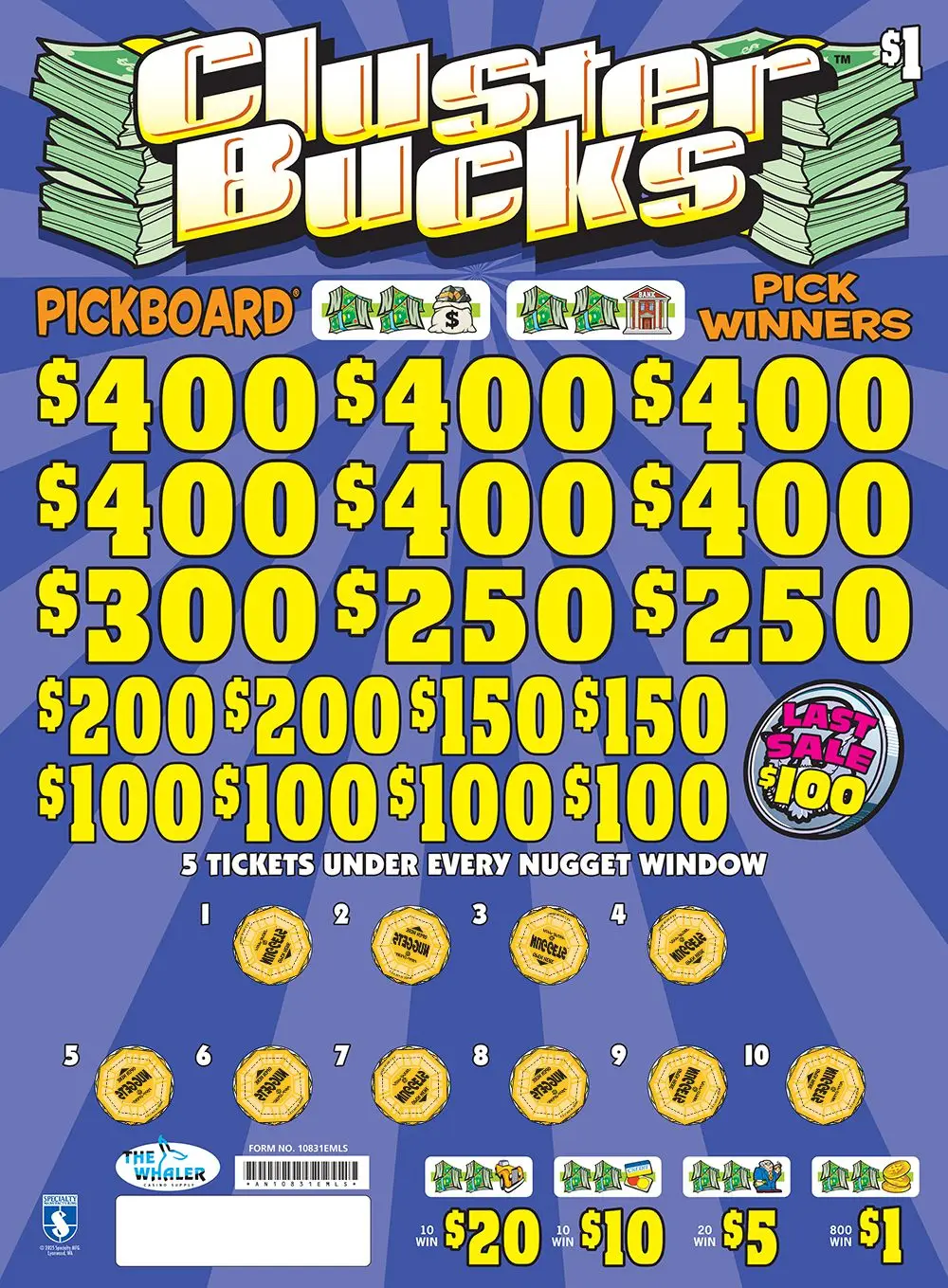 AN10831EMLS - CLUSTER BUCKS ($1.00) EMBEDDED PULLBOARD