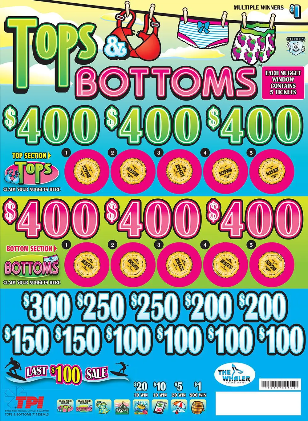 TP7119SEMLS - TOPS & BOTTOMS ($1.00) EMBEDDED PULLBOARD