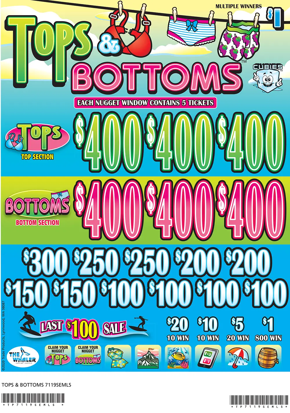 TP7119SEMLS - TOPS & BOTTOMS ($1.00) EMBEDDED PULLBOARD - Image 2