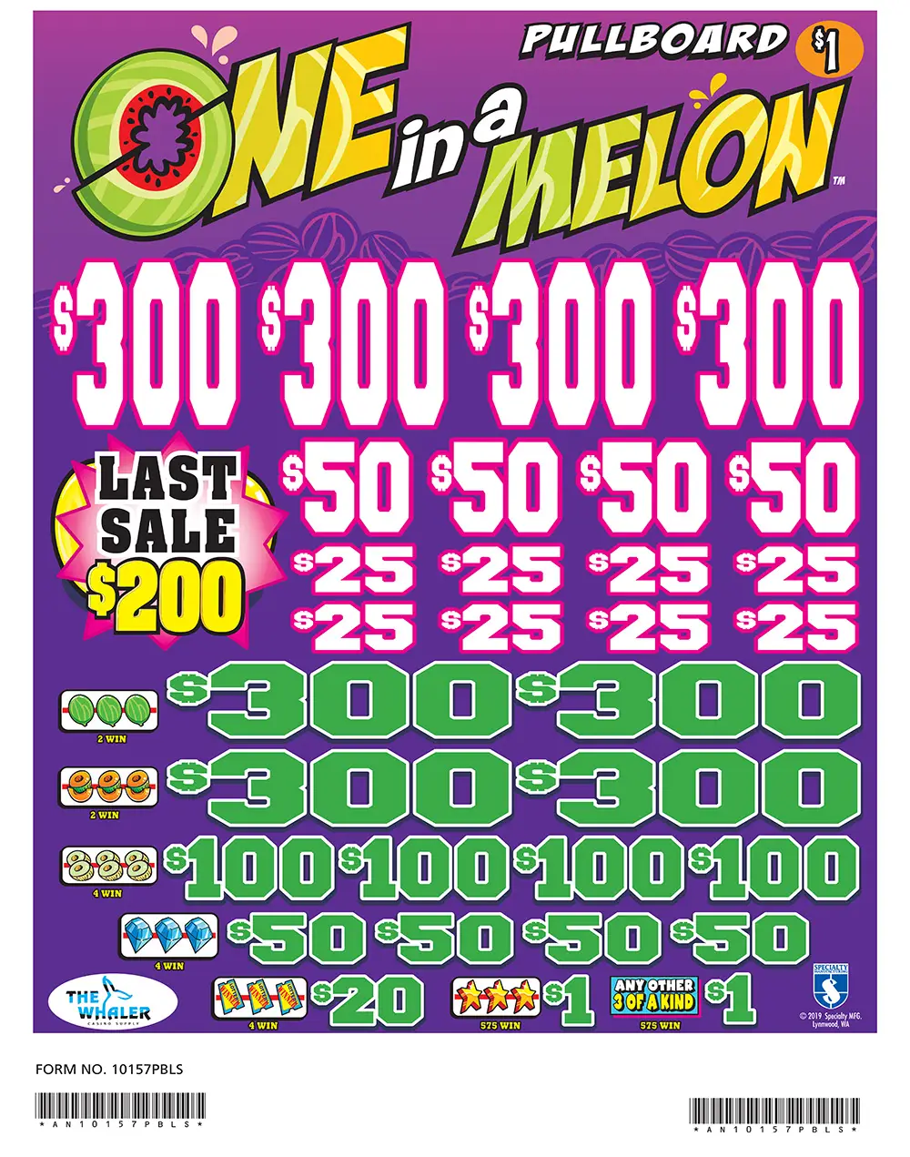 AN10157PBLS - ONE IN A MELON ($1.00) PULLBOARD - Image 2