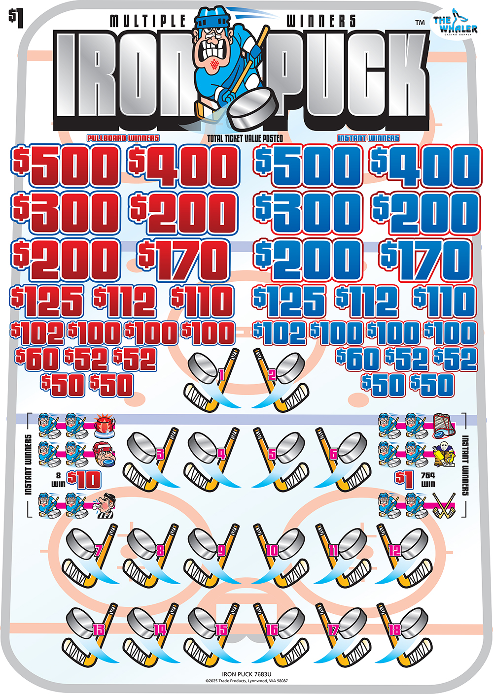 TP7683U - IRON PUCK ($1.00) BIG PIC PULLBOARD