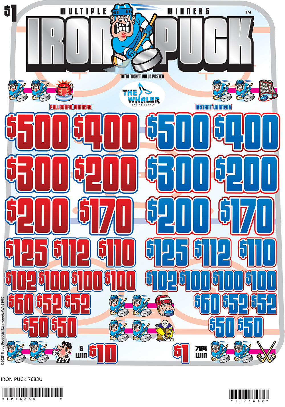 TP7683U - IRON PUCK ($1.00) BIG PIC PULLBOARD - Image 2