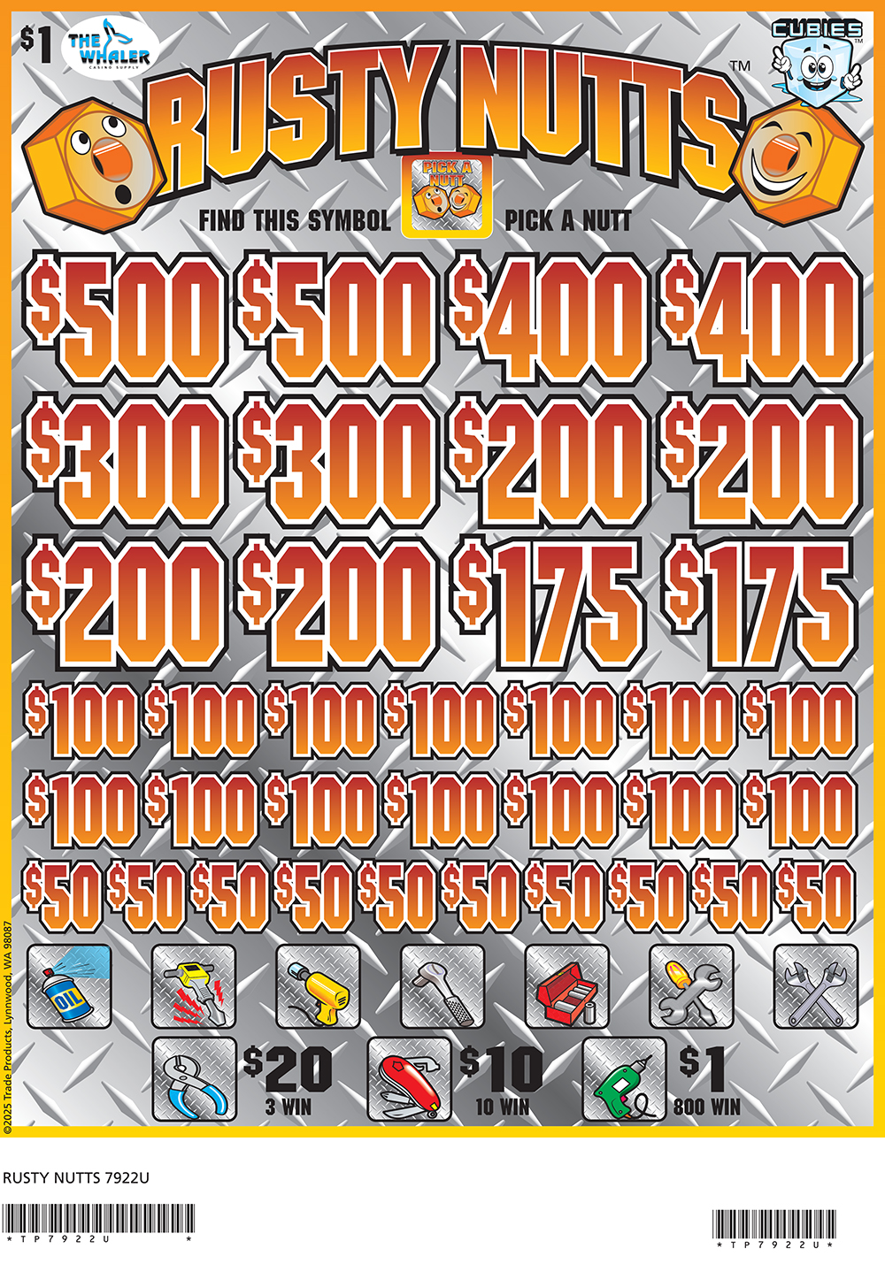 TP7922U - RUSTY NUTTS ($1.00) BIG PIC PULLBOARD - Image 2