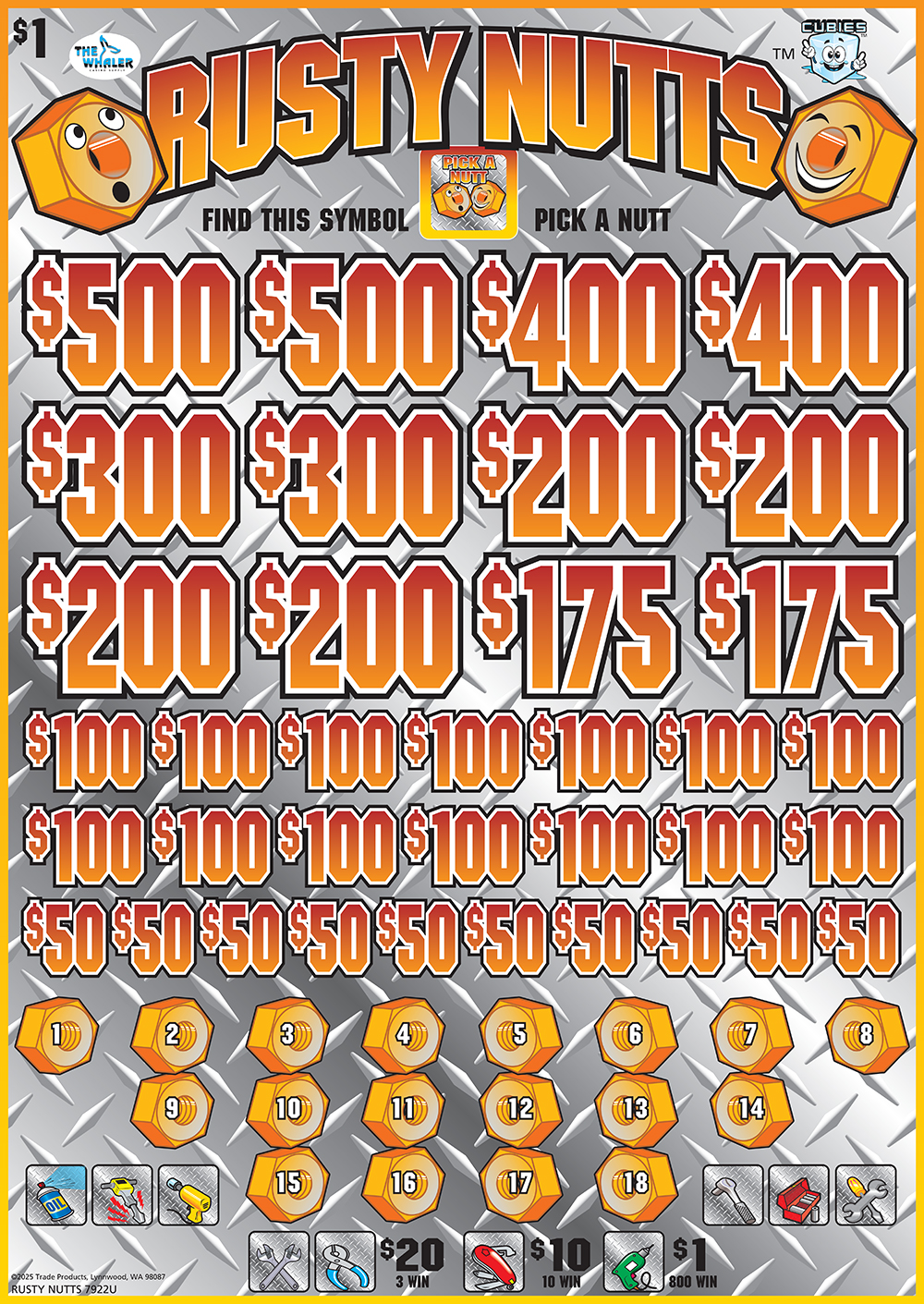 TP7922U - RUSTY NUTTS ($1.00) BIG PIC PULLBOARD