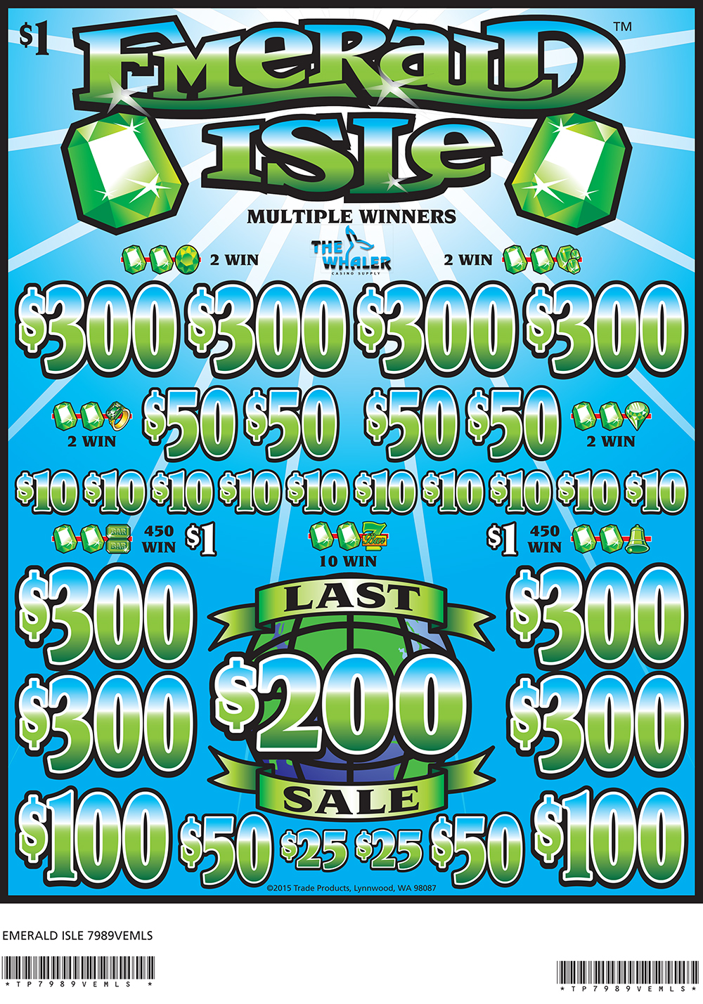 TP7989VEMLS - EMERALD ISLE ($1.00) EMBEDDED PULLBOARD - Image 2