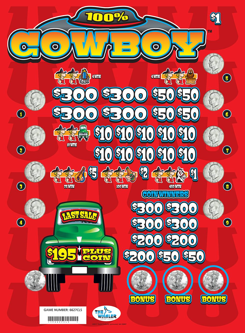 TP6627CLS CB KIT - 100% COWBOY ($1.00) COINBOARD